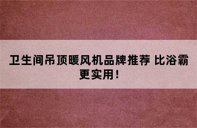 卫生间吊顶暖风机品牌推荐 比浴霸更实用！